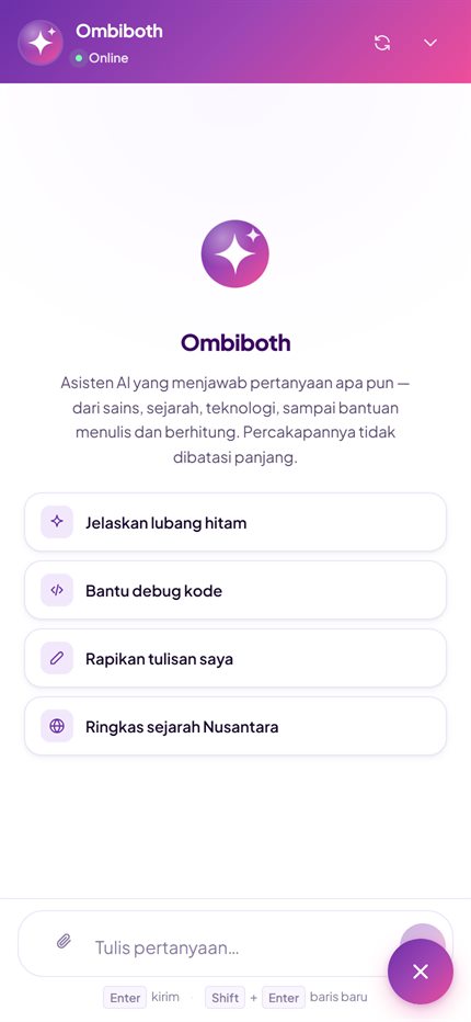 The Ombiboth chat panel open on a phone screen
