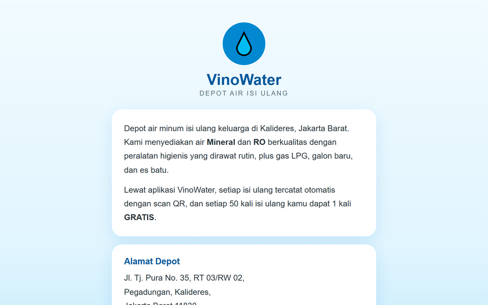 VinoWater water depot website